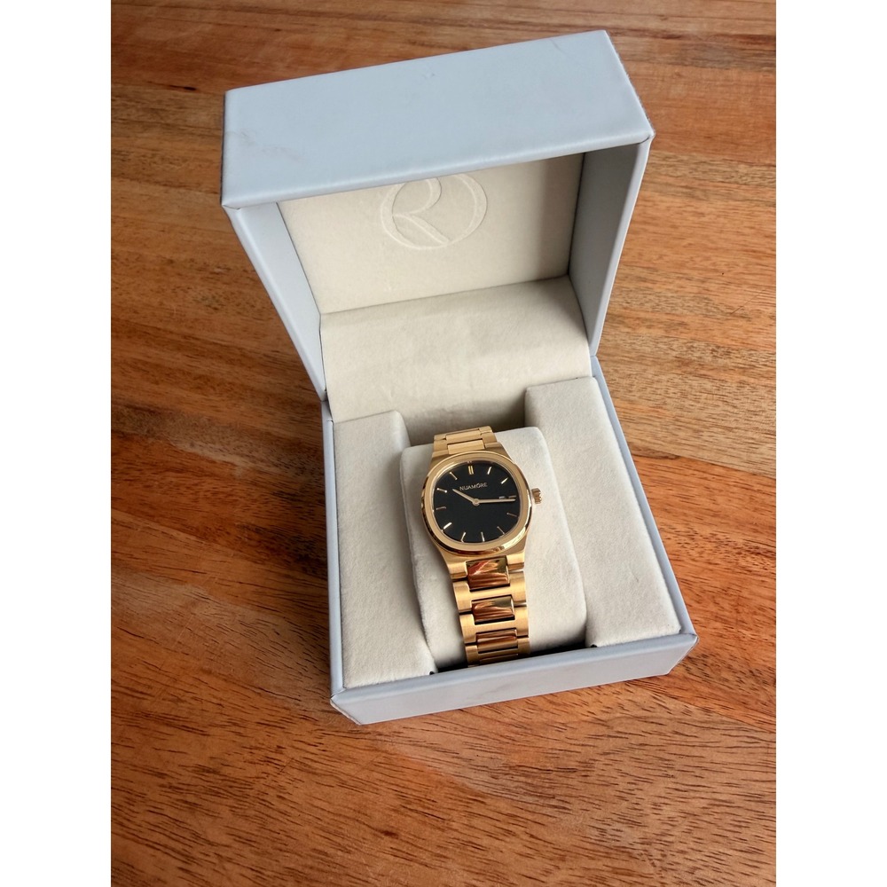 Nuamōre Gold Midnight Stainless Steel Watch Black Dial Italian Design 5ATM NIB